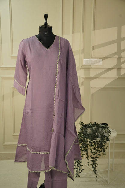Soft Lavender Silk Blend Salwar set | 3-Pcs set