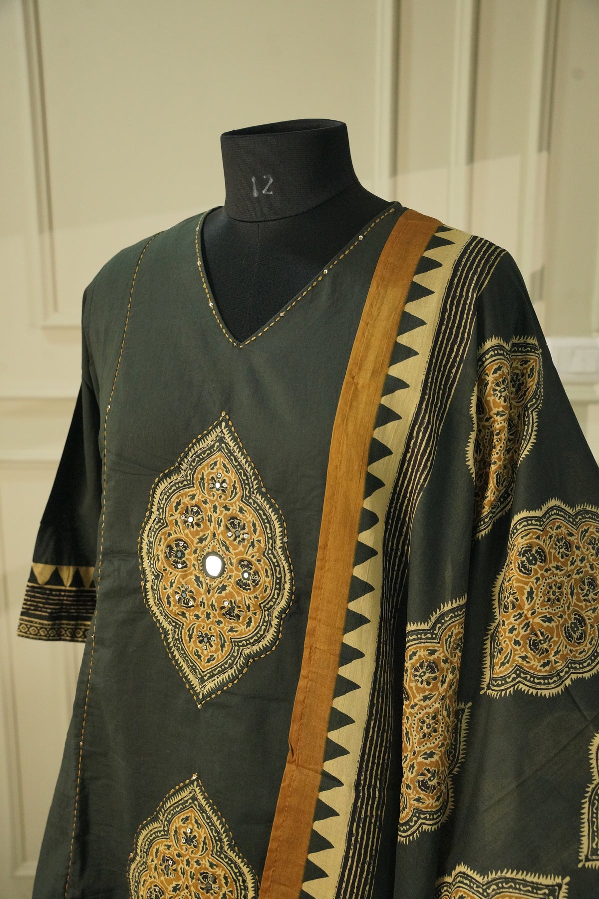 Dark Green Pure Cotton Salwar Suit with Mull Cotton Printed Dupatta | 3-Piece Set