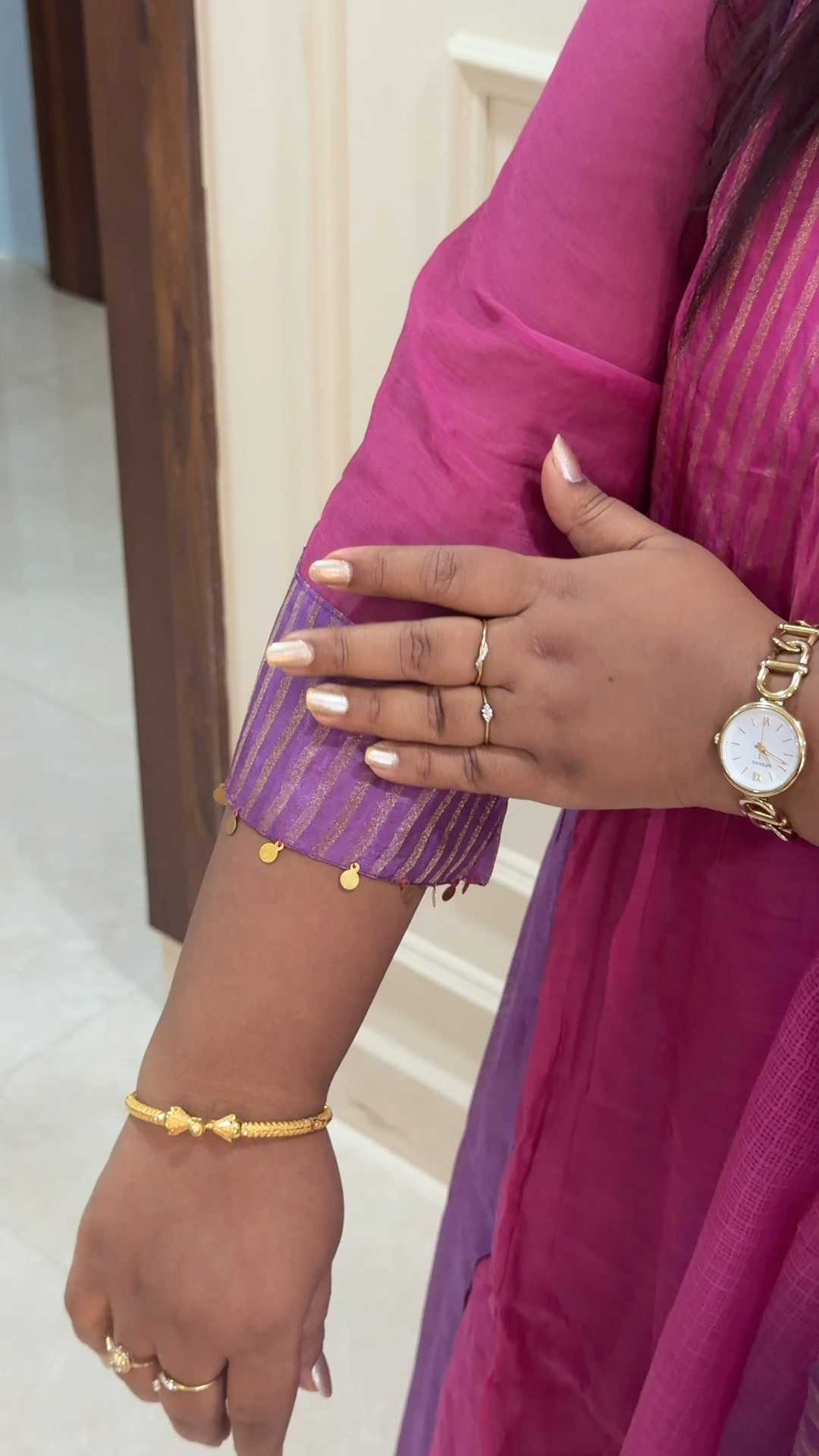 NEELA TAMARAI- Pink and Purple Mul Chanderi with Silk Woven Yoke With Ombre Kota Dupatta