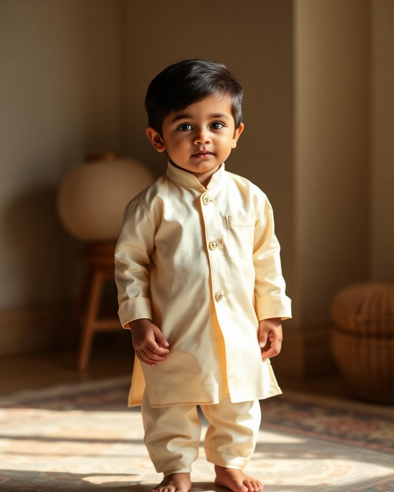 Cream Silk Kurta Set